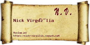 Nick Virgília névjegykártya